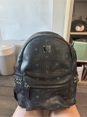 MCM Black Leather- small Backpack